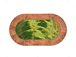 扁平风田园风光竹编画设计素材