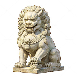 石雕风传统石狮子雕塑设计素材