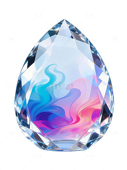 水晶风梦幻彩纹水滴造型设计素材