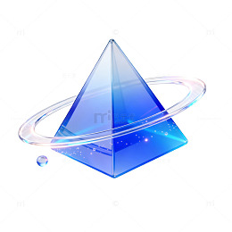 科技风蓝色水晶金字塔设计素材