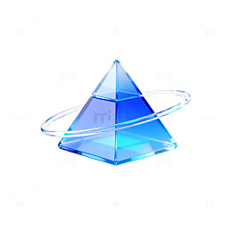水晶风蓝色金字塔透明设计素材