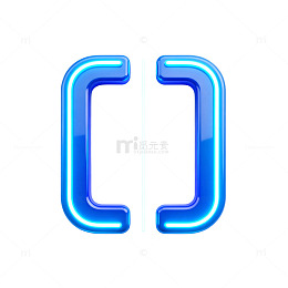 霓虹风蓝色括号发光图标设计素材