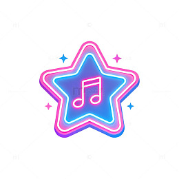 霓虹风音乐星形发光图标设计素材