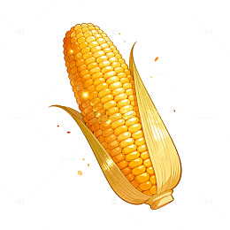 卡通风格金黄玉米矢量插画素材