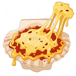 芝士扇贝料理烹饪美食插画