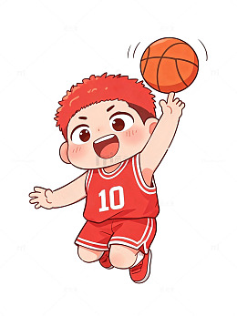 卡通风篮球少年运动插画设计素材