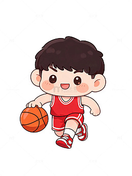 卡通风篮球男孩运动插画素材设计