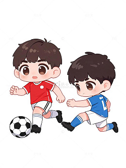 卡通风儿童踢足球插画素材设计