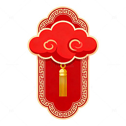国风祥云吊坠红色装饰设计素材