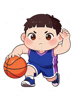 卡通风篮球男孩运动设计素材插画