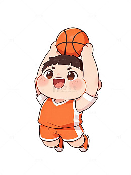 篮球男孩运动卡通风插画设计素材