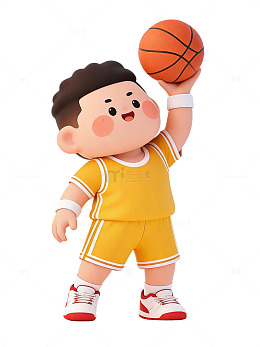 篮球男孩运动插画卡通风设计素材