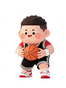 卡通风格篮球男孩3D模型素材