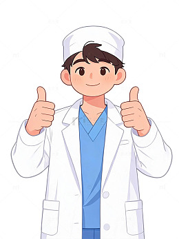 卡通风医生点赞插画设计素材
