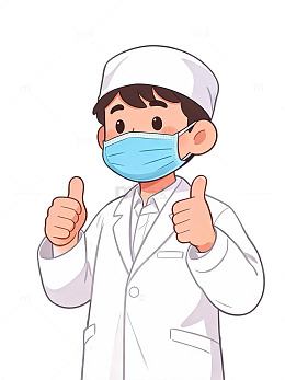 卡通风医生戴口罩竖大拇指设计素材