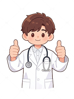 卡通医生竖大拇指插画设计素材