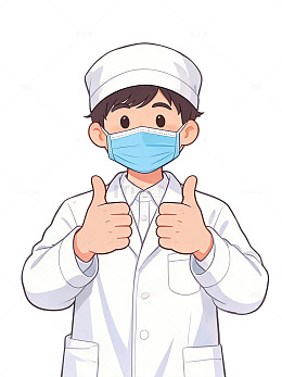 卡通风医护人员点赞插画设计素材