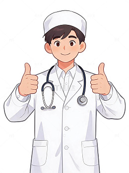 卡通风医生竖起大拇指插画素材