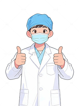 医生点赞医疗插画卡通风设计素材