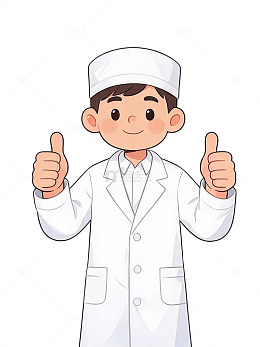 卡通风医生竖大拇指插画设计素材
