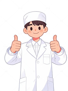 卡通风格医生竖起大拇指插画设计素材