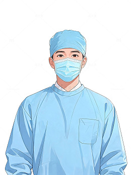 插画风医生手术服手绘人物设计素材