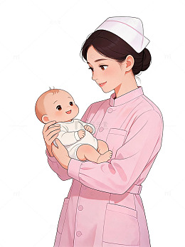 插画风护士怀抱婴儿设计素材