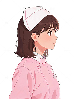 日系动漫护士侧脸插画设计素材