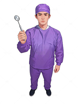 插画风医生手持手术镜设计素材