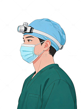 插画风医生手术场景设计素材