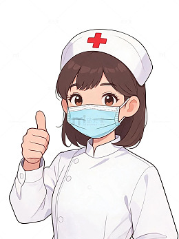 卡通风护士戴口罩竖大拇指设计素材