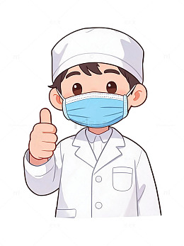 卡通风医生戴口罩点赞插画设计素材