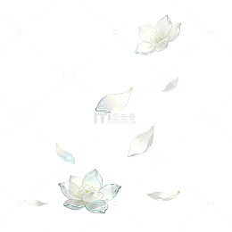 水墨风莲花飘落手绘花瓣设计素材