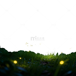 梦幻风夜晚森林萤火虫插画素材