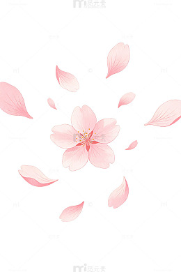 水彩风樱花飘落花瓣插画设计素材