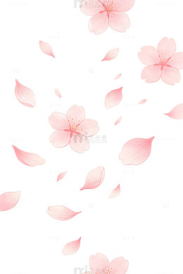 手绘风樱花飘落花瓣设计素材
