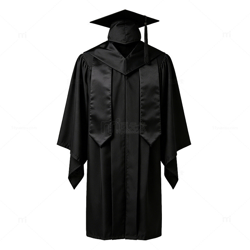 简约风毕业礼服黑色学士服设计素材