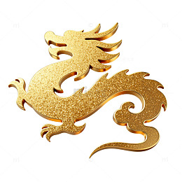金色剪纸风格中国龙图案设计素材