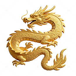 金色龙形中国风插画设计素材