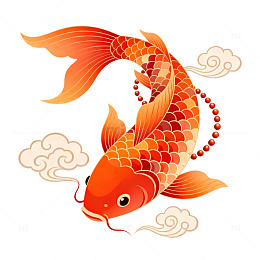 国风手绘锦鲤祥云插画设计素材