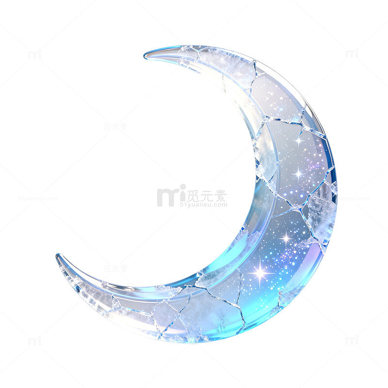 梦幻风冰晶月亮星空设计素材
