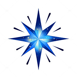 矢量风蓝色星芒发光装饰设计素材