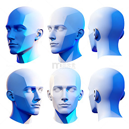 蓝调科技风男性头像3D模型设计素材