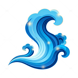 卡通风格蓝色海浪矢量设计素材