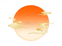 国风风格日出祥云插画设计素材