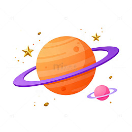 卡通风格行星环宇太空插画设计素材