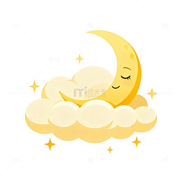 卡通风月亮云朵睡眠插画设计素材