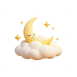 卡通风月亮云朵睡眠插画设计素材