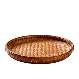 编织风圆形竹编托盘设计素材