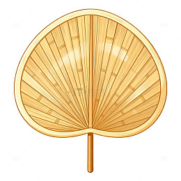 卡通风格竹编扇子插画设计素材